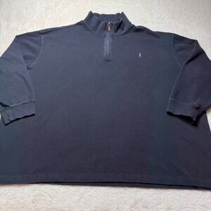 Vtg Polo Ralph Lauren Estate Rib Quarter Zip Pullover Black Mens 4XB Big & Tall